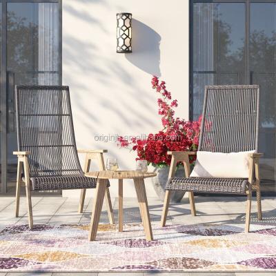 China Modern High Back Designed Teak Outdoor Rattan Home Table Furniture Leisure Tea Wood Balcony Chair for sale