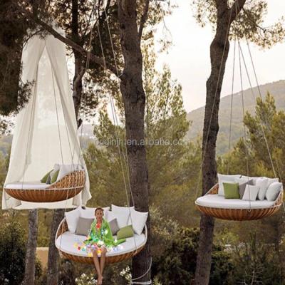 China New Design Cushion Garden Patio Resort Traditional Eco Friendly Soft Sturdy Leisure Rattan Hanging Swing Chair for sale