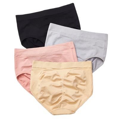 China Japanese Antibacterial Warm Comfort Elastic Seamless Waist Pants Single Hip Support 3D Honeycomb Waist Lifting Underwear Tops for sale