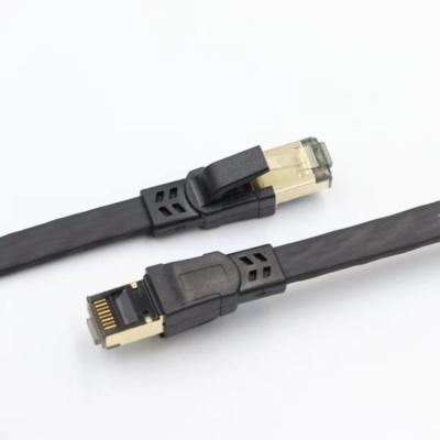 China Oxygen Free Copper Gold Plated Shell Flat rj45 Lan Cable Home/Office/Construction/Teaching Network Cable Cat8 STP 0.5M for sale