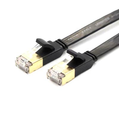 China Oxygen Free Copper Gold Plated Shell Flat rj45 15M Lan Cable Home/Office/Building/Teaching Network Cable Cat7 STP for sale