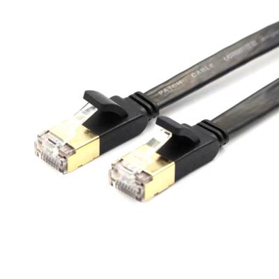 China Oxygen Free Copper Gold Plated Shell Flat rj45 20M Lan Cable Home/Office/Construction/Teaching Network Cable Cat7 STP for sale