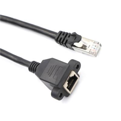 China Home / Office / Construction / Teaching Black RJ45 Extension CAT5e Network Cable 0.3M With Fixed Seat for sale