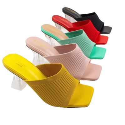 China Fashion Trend Women's Italian Sandal For Ladies Square Toe Open Heel Slippers Open Toe Slipper Italian Women Thin Heels Summer 2022 for sale