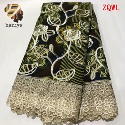 China African New Arrival Styles Wax Mix Lace Fabric Wax Print Anti-static With Lace Fabric Embroidery Wax With Net Lace for sale