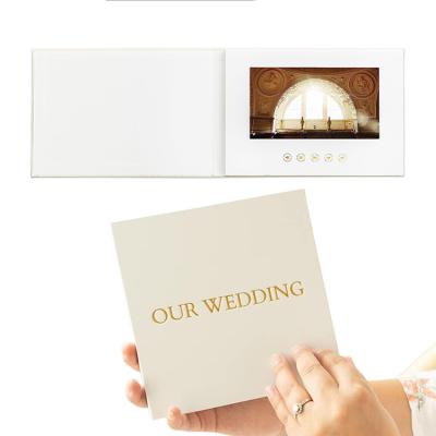 China Europe OEM Digital LCD Screen 7inch A5 Hardcover Book Hot Sale Canvas Video Brochure For Wedding Invitation Card for sale