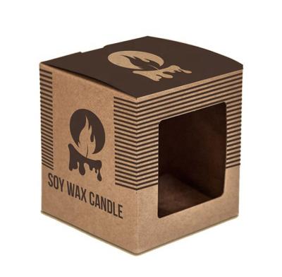 China 2019 Wholesale Low Price Customized Recyclable Empty Kraft Paper Candle Jar Boxes With Window for sale