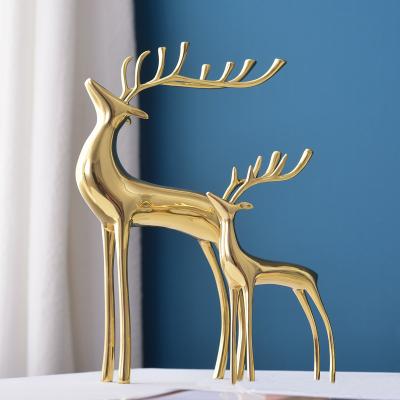 China Light Luxury American Style Wind Light And Simple Handmade Decorations Solid Brass Christmas Deer Animal Ornaments for sale