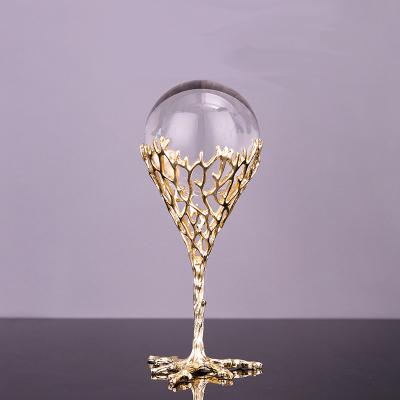 China Light Metal Luxury American Living Room Decor Home Christmas Modern Design Wind Crystal Ball Clear Ornament for sale