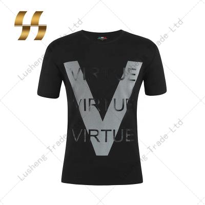 China Men's Fashion Breathable Short Sleeve Cotton Spandex T-Shirt With Rubber Print for sale