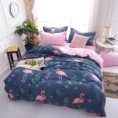 China Modern 100% Cotton Home Textile Comforter Set Washed Cotton Polyester Flamingo Bedding Sets for sale