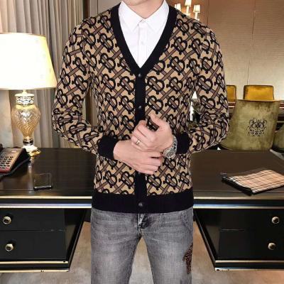 China Custom Anti-wrinkle winter high quality jacquard cashmere wool knit men sweater for sale