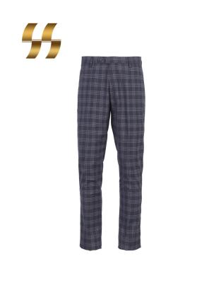 China OEM Urban Slim Fit Long Formal Navy Polyester/Rayon Anti-pilling Plaid Suit TR Pants for sale