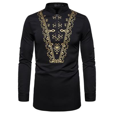 China Anti-pilling men's casual fashion printed shirt, totem printed shirt long and african style shirt for sale