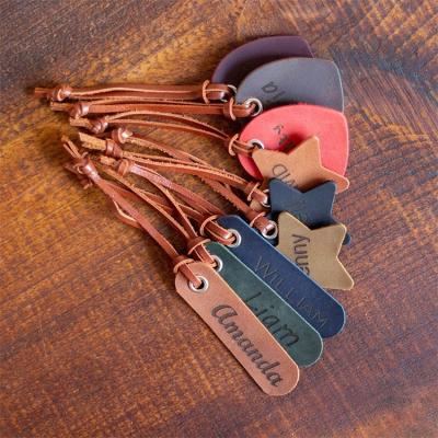 China Other Custom Name Leather Purse Tags Personalized Genuine Leather Tags For Kid Gift for sale