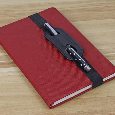 China Custom Eco-friendly Custom Notebook A5 Pen Holder Pu Leather Pen Elastic Band Loop Detachable Strap for sale