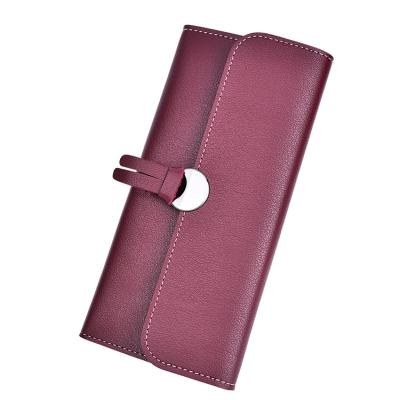 China Multi Card Korean PU Leather Triple Soft Wallet Multiple Card Holder With Buckle for sale