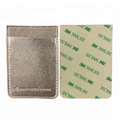 China Custom Logo 3m Adhesive Cell Phone PU Leather Mobile Sorting Case Anti-Slip Sticker Mini Phone Card Holder for sale