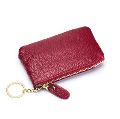 China High Quality Small Change Case Slim Leather Women Mini Wallet With Key Chain for sale