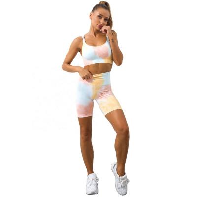 China New Arrived Quick Dry Breathable Hot Sale Yoga Wear Abstract Print Sexy Sports U Shaped Bra And Leggings for sale