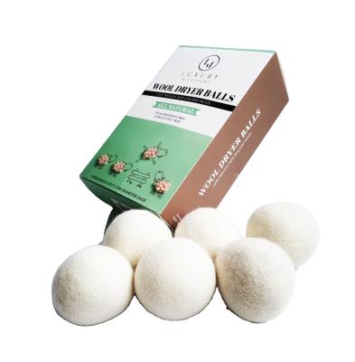 China Wholesale 6pcs Laundry Ball 6cm 6.5cm 7cm 7.5cm Eco-friendly Organic Clothes Wool Drying Cleaning Ball for sale