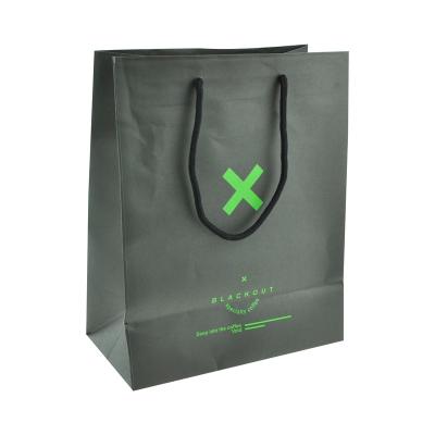 China Recyclable Custom Black Shopping Paper Bag Logo, Paper Shopping Bag With Handle For Shopping for sale