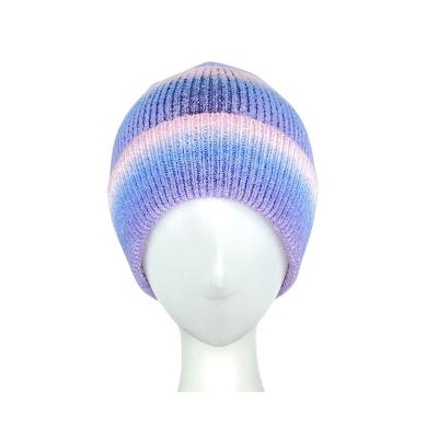 China Fashion\Comfortable\Durable Hot Sale Acrylic Custom Design Winter Hat Wholesale Knitted Beanies In 2 Tone Colors for sale