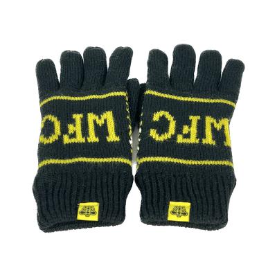 China Comfortable Unisex Custom Touch Screen Stretch Knitted Wool Mittens Full Finger Winter Acrylic Gloves for sale