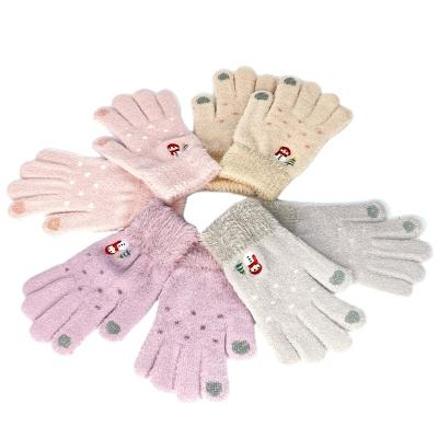 China Hot Selling Soft Customize Women Warm Stretch Knitted Mittens Touch Screen Gloves Winter Touch Screen Gloves for sale