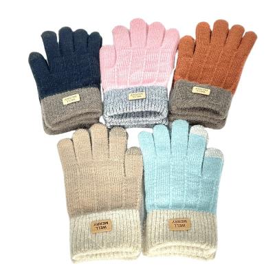 China Soft Hot Sale Customized Logo Gloves Colorful Winter Touch Screen Warm Stretch Knit Gloves For Men And Women for sale