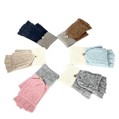 China High Quality Soft Alpaca Half Finger Knit Wrist Winter Warm Stretch Acrylic Gloves For Women And Men for sale