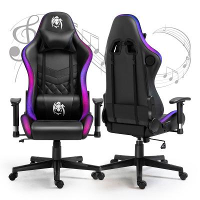 China Hot 2022 New Amazon LED Massage Video Gamer Silla Black Business RGB Computer Racing Gaming Chair With Lights And Speakers for sale