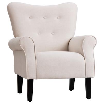 China Wholesale Wing Back Mid Century Accent Chair Modern White Living Room Removable Cover Sling With Wooden Legs Luxury Armchair for sale