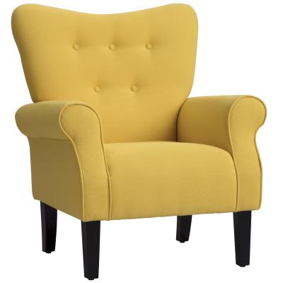 China Wholesale Wing Back Chair Mid Century Modern Yellow Living Room Removable Cover Factory Sling With Wooden Legs Luxury Armchair for sale