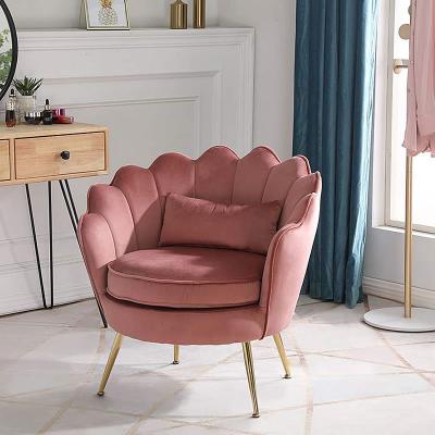 China Hot Selling Removable Cover Upholstered Modern Nordic Gold Metal Legs Armchair Pink Velvet Fabric Single Piece Sofa Accent Chair For Living for sale