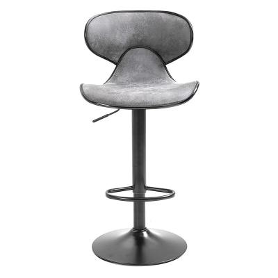 China 360 Degree Swivel Club Swivel Home Industrial Height Adjustable Chair With Footrest Gray Retro Luxury Bar Stool Furniture for sale