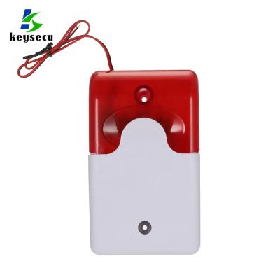 China Keysecu Mini Wired Strobe Siren Sound Alarm Sensor Home Security Alarm Strobe System Flash Red Light 110dB Sound Siren for sale