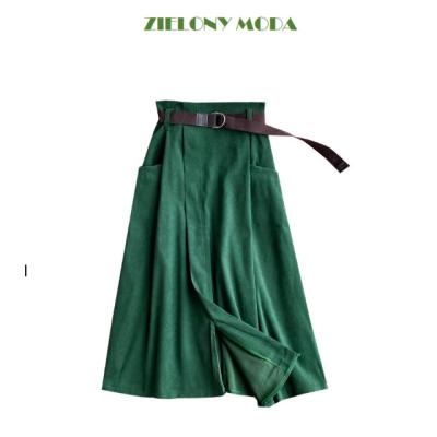 China Breathable new winter pure color leisure in literature and art show slim irregular pockets large size long skirts for sale