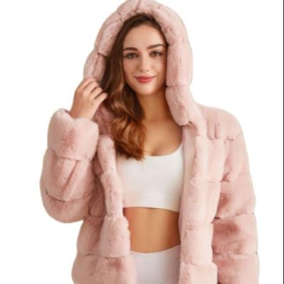 China ANIA Short Breathable Casual Women Wears Solid Color Hooded Coat Autumn And Winter Loose Warm Fur Coat for sale