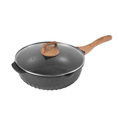 China New Minimalist Black Multifunctional Frying Pan Household Cooking Nonstick Frying Pan Pan for sale