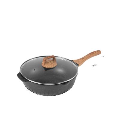 China New Minimalist Black Multifunctional Frying Pan Household Cooking Nonstick Frying Pan Pan for sale