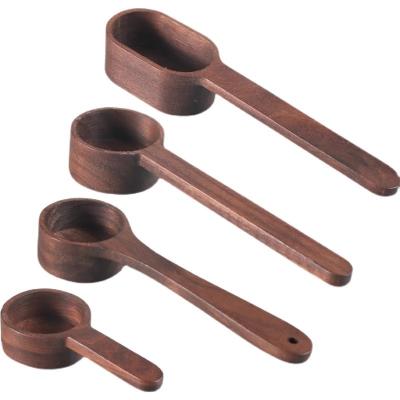 China Sustainable Wholesale tea spice rice bamboo walnut wood litter mini measuring coffee teaspoon small spoon wooden scoop for sale