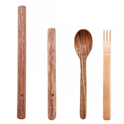 China Sustainable LOGO Engraved Slim Wooden Coffee Spoon for sale