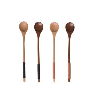 China Sustainable Honey Coffee Spoon Wooden Stirring Spoon With Long Handle Wooden Spoons for Cooking for sale