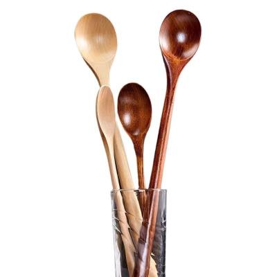 China Sustainable Wood Mixing Spoon Long Handle Wooden Spoons Wood Soup Spoons for Kitchen Stirring and Cooking, 13 Inches Long for sale