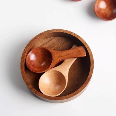 China Sustainable 6 pieces Wholesale Bulk Cheap Small Tea Mini Solid Handmade Soup Acacia Wooden Spoon For Jam,Espresso Spoon Wooden Spoon for sale