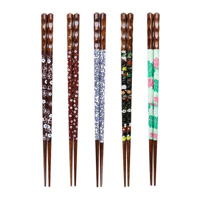 China Sustainable High quality customized bulk cheap Japanese and Korean printing reusable bamboo and wood sushi chopsticks for sale