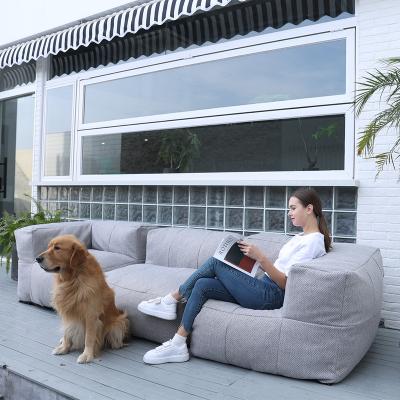 China Removable Sofa Set Durable Linen Fabric Sofa Bean Bag Cover 3 Seat Modular Furniture Sofa Set Popular Living Room for sale