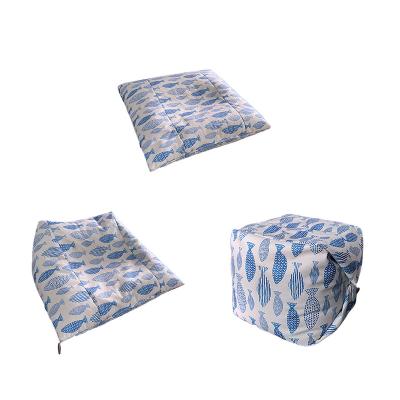 China Blue Removable Canvas Fabric Removable Bean Bag Three In One Photography Living Room Blanket Fresh Printed Cozy Coffee Bean Bag for sale