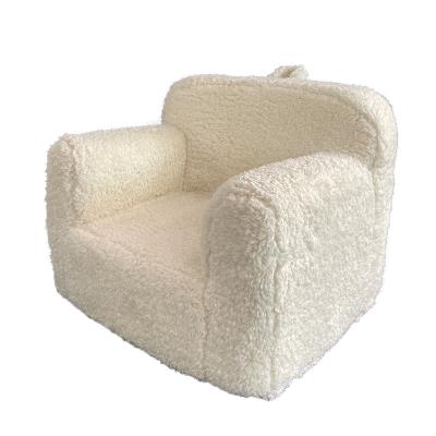 China Modern Style Fashion Couch Kids Indoor Room Furniture Foldable Kids Chair Pure White Sherpa Fabric Sofa Chair for sale